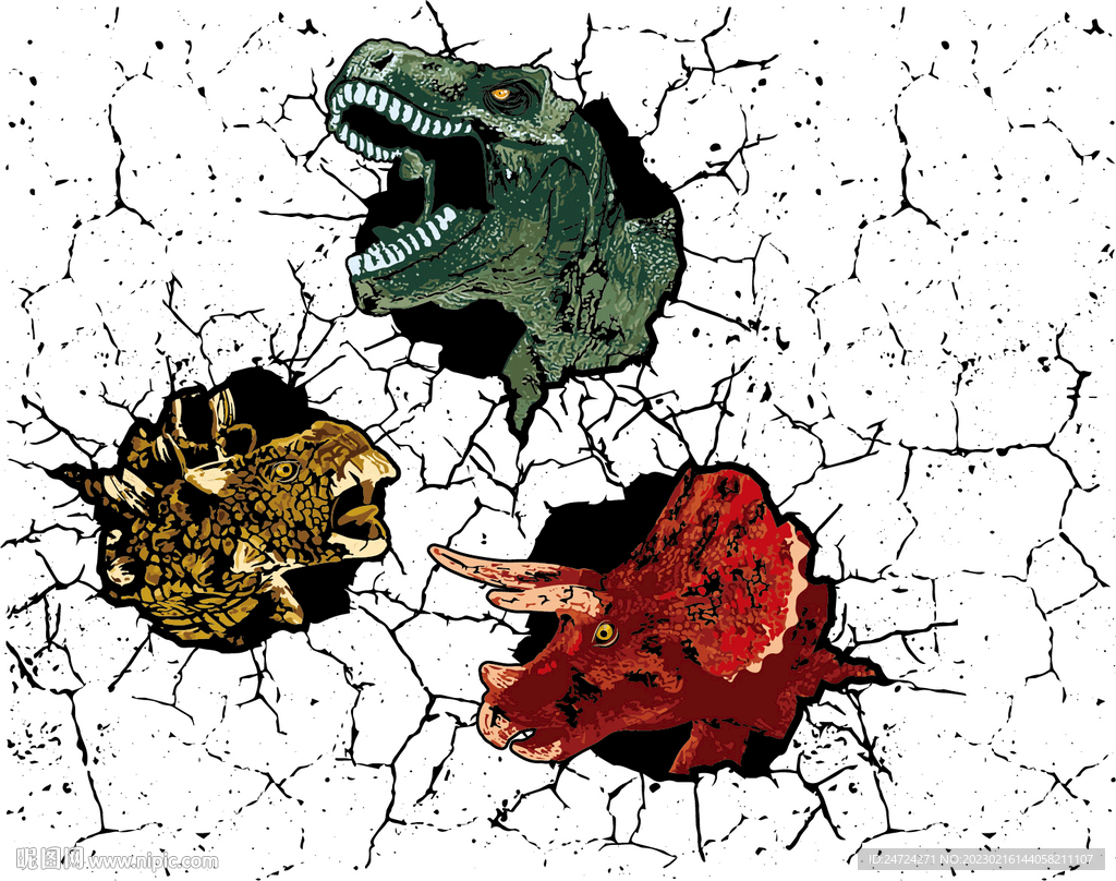手绘逼真恐龙