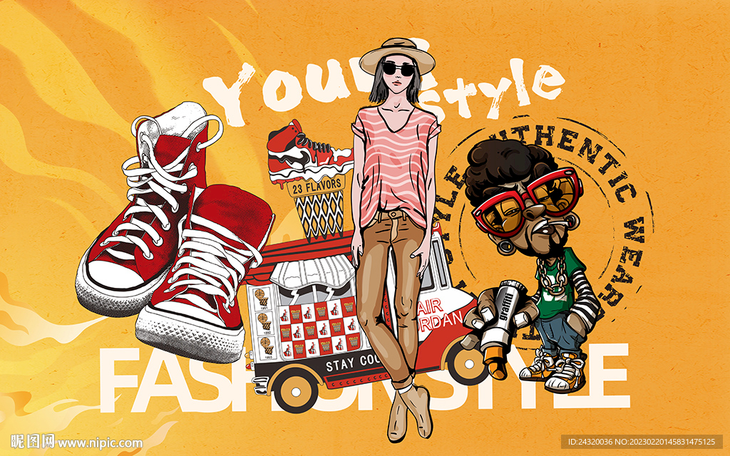 潮流鞋子背景设计