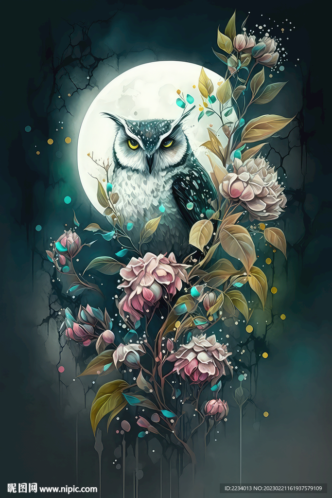 夜色下的猫头鹰
