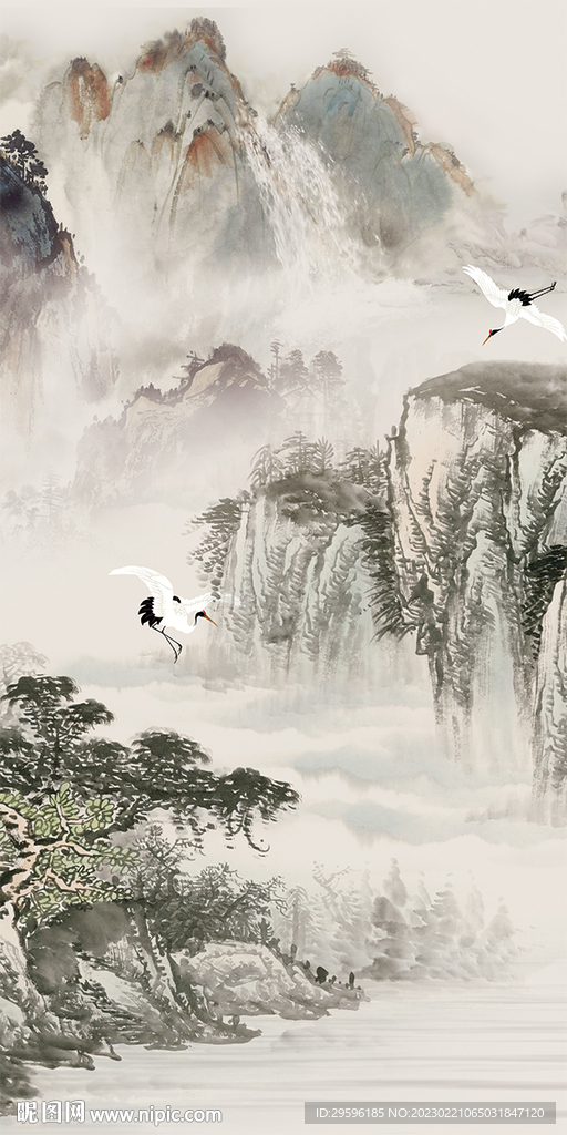 极简 意境玄关山水 Tif分层