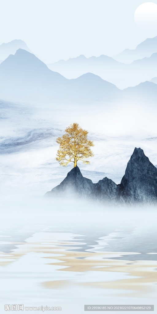 现代 意境玄关山水 Tif分层