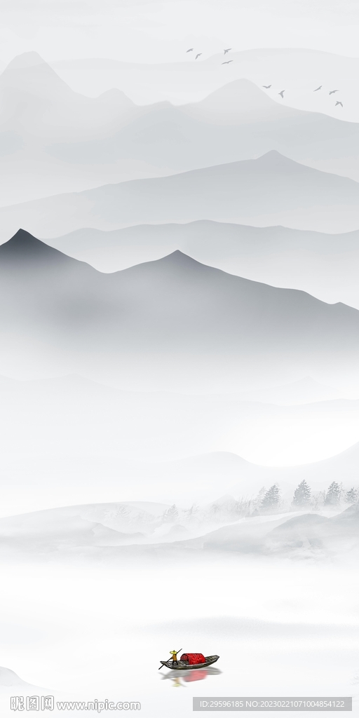 新品 意境玄关山水 Tif分层