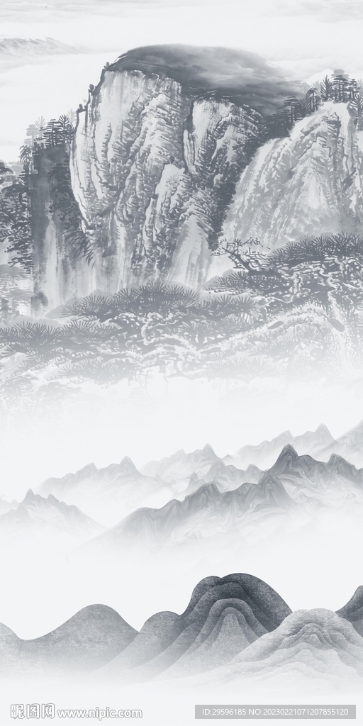 高端 意境玄关山水 Tif分层