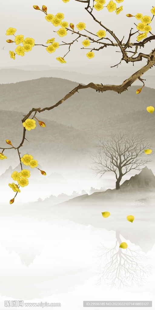 简约 意境玄关山水 Tif分层