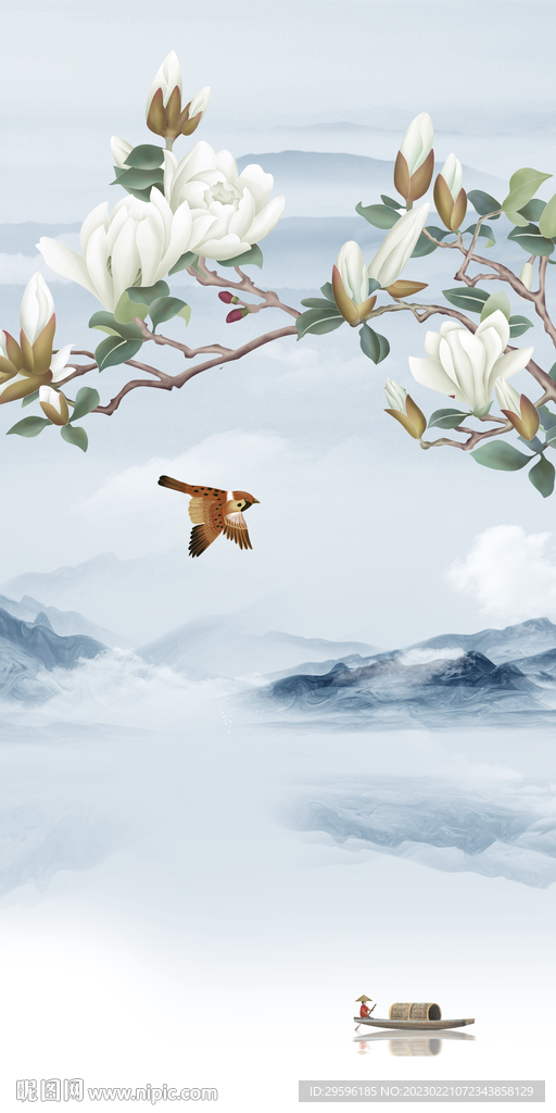 高清 简约玄关山水 Tif分层