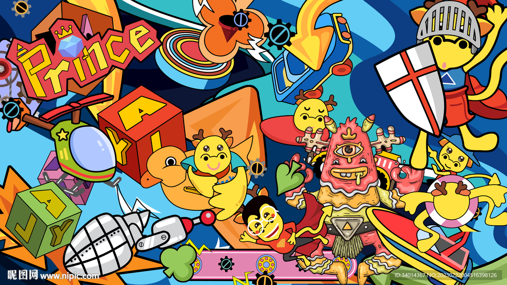 卡通插画背景墙