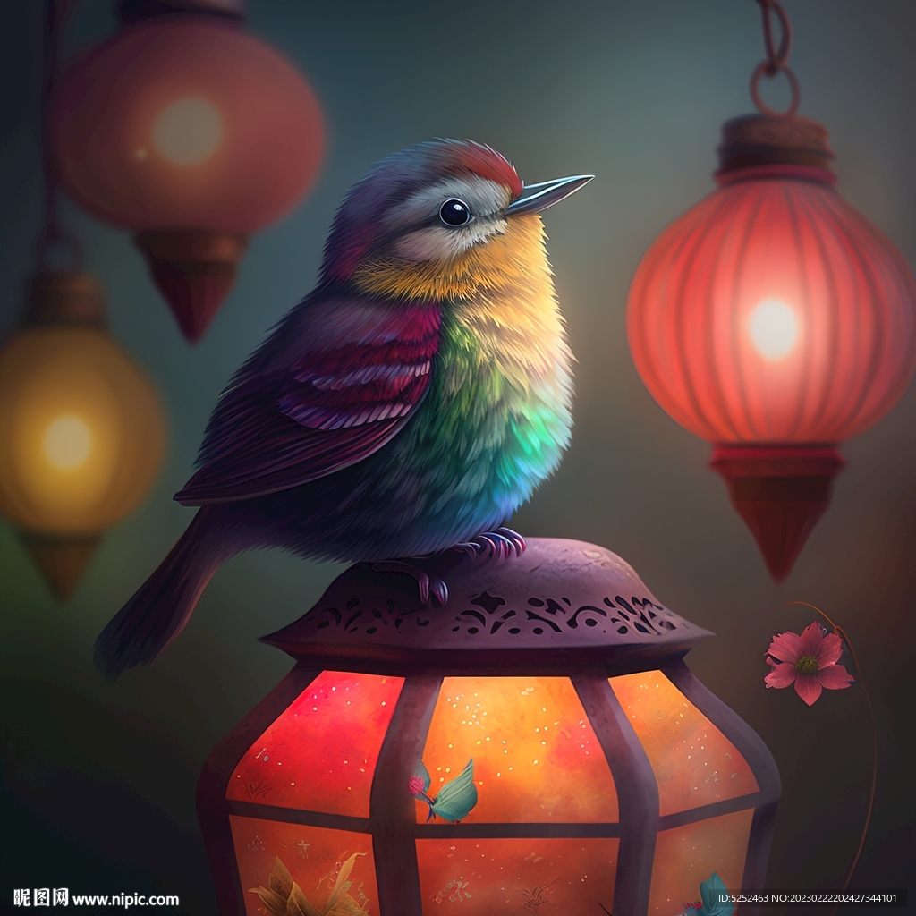 手绘小鸟花鸟图