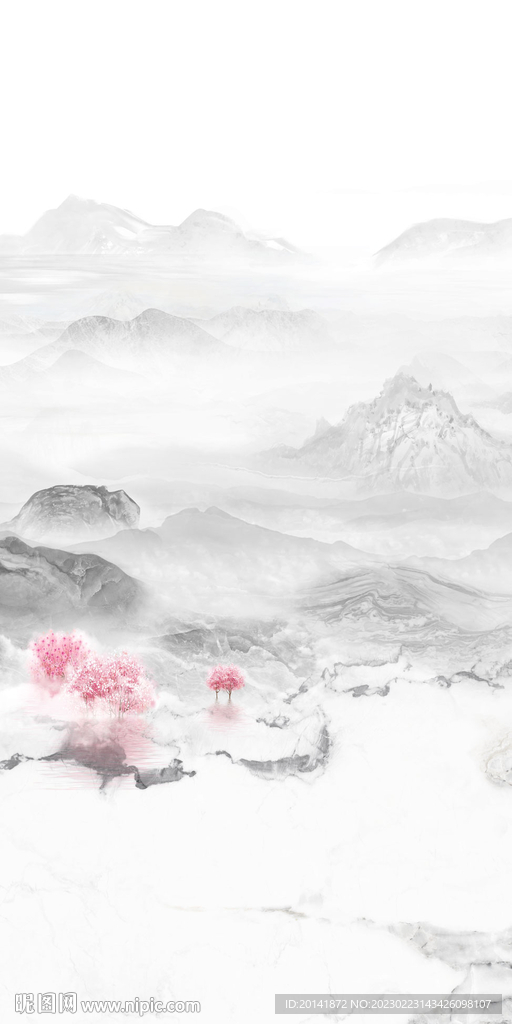 复式水墨大理石纹玄关背景墙