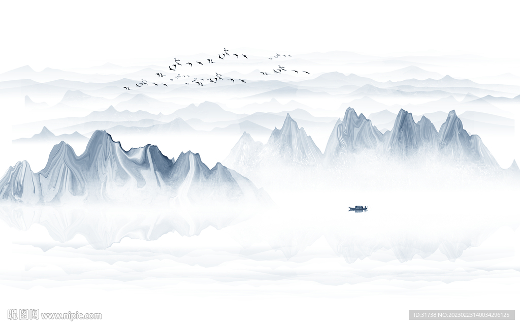 新中式抽象意境水墨画