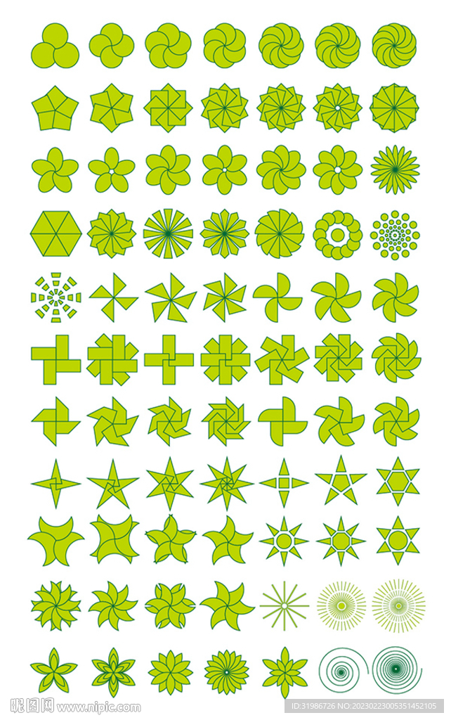 77个矢量螺旋几何层叠立体图形