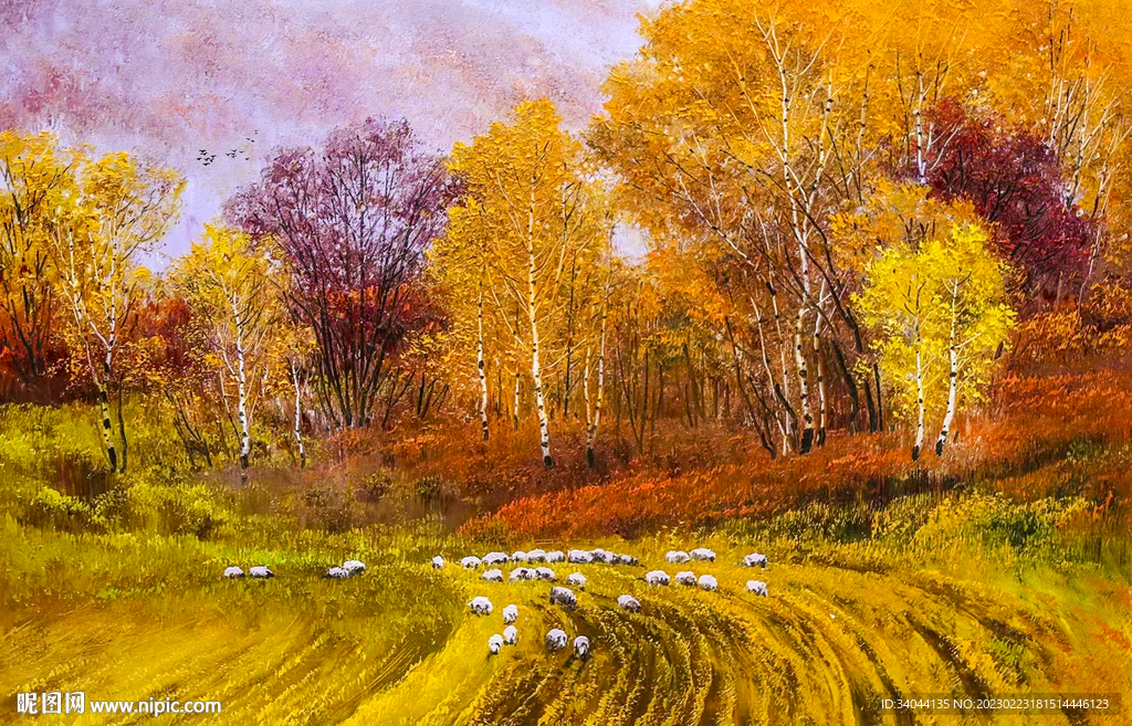 风景油画山水画