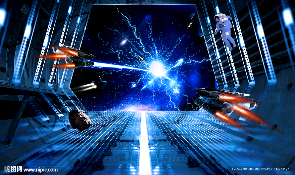 3d立体宇宙星空地板地画地贴