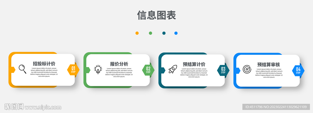 4个步骤时间轴信息图设计