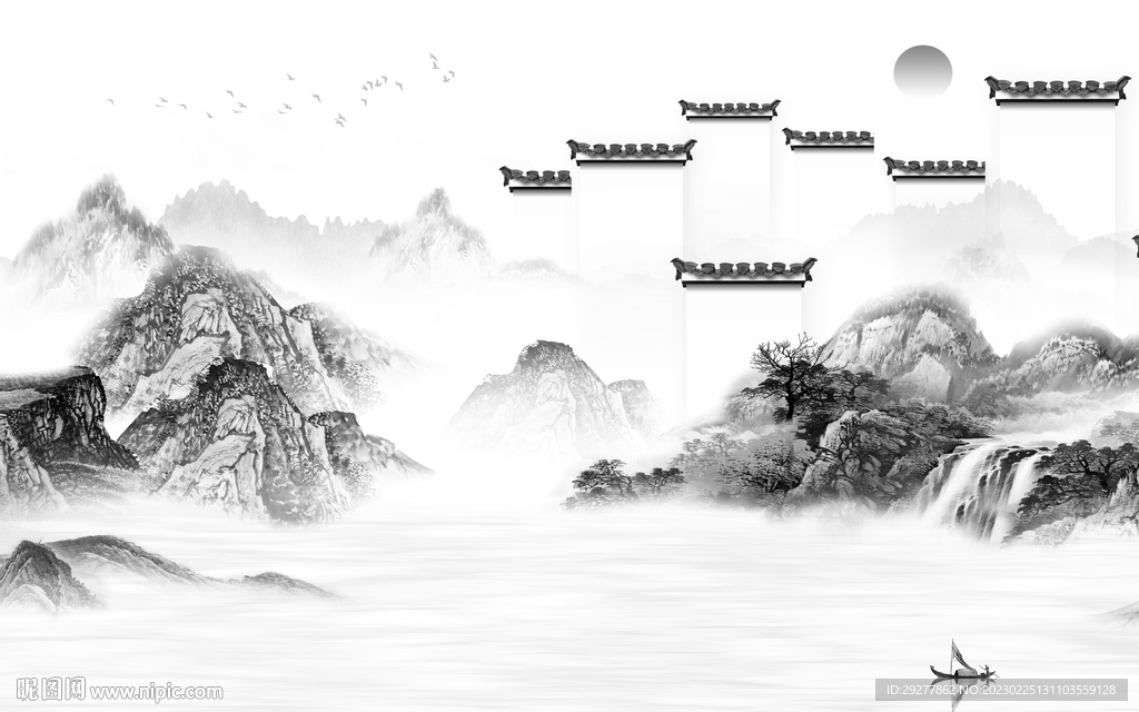 客厅 灰色爆款山水 TIf分层