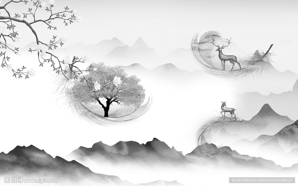 高端 灰色爆款山水 TIf分层