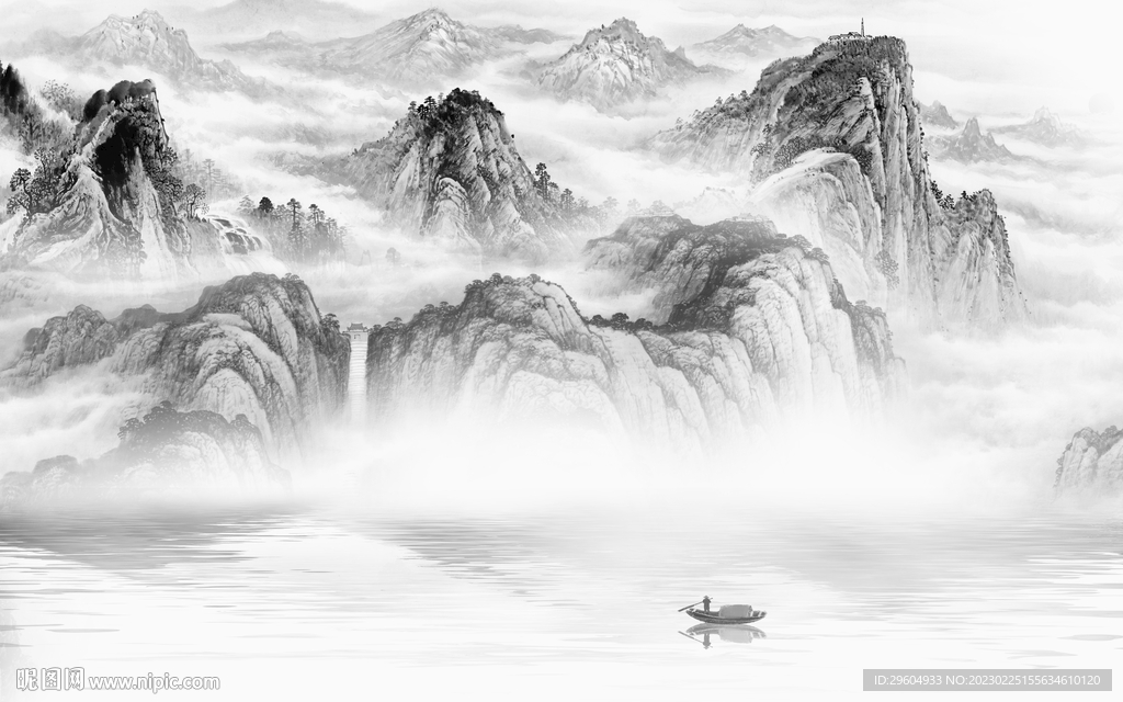 电视 高清灰色山水 tIf分层