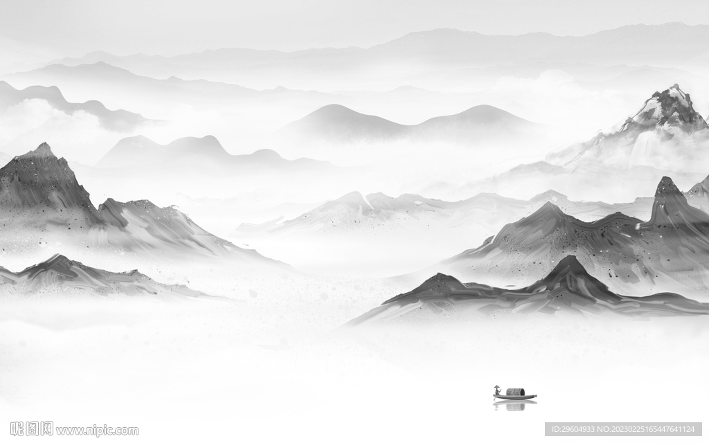 高雅 高清灰色山水 tIf分层