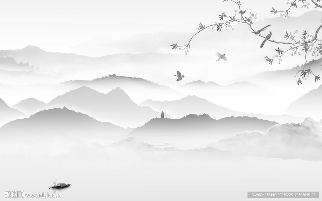 新款 灰色人气山水 TIf分层