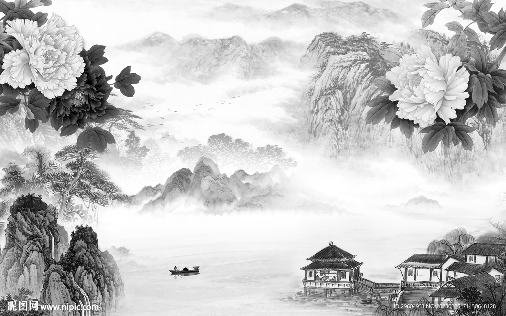 新品 灰色人气山水 TIf分层