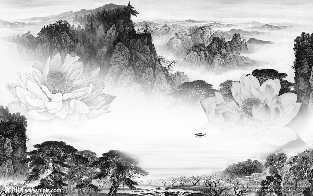 最新 灰色人气山水 TIf分层