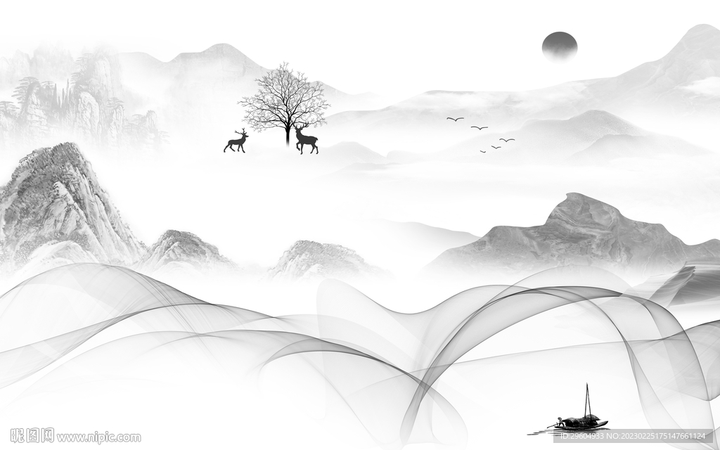 高雅 灰色人气山水 TIf分层