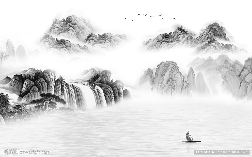 大气 高清灰色山水 tIf分层