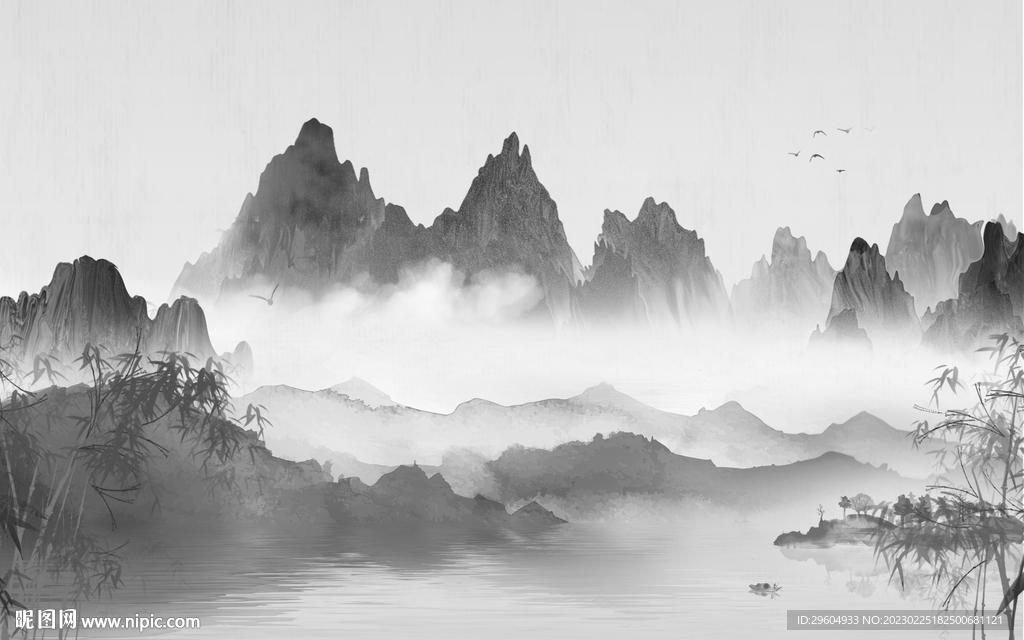 大气 灰色人气山水 TIf分层