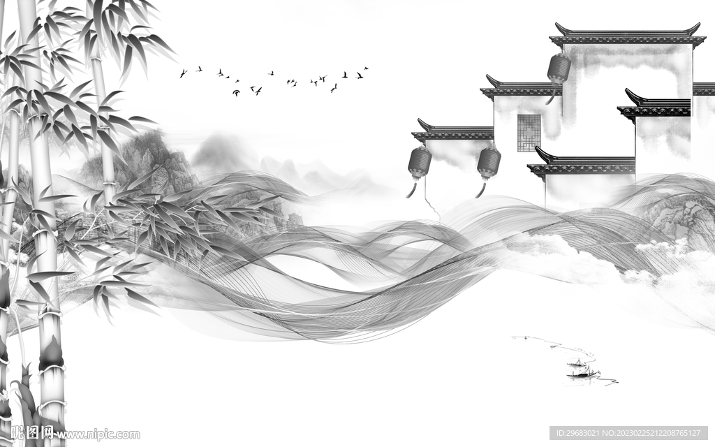 大气 最新灰色山水 Tif分层