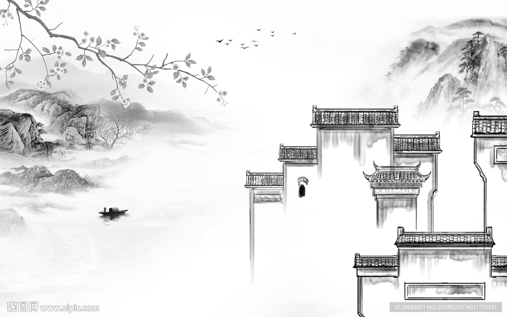 高端 最新灰色山水 Tif分层