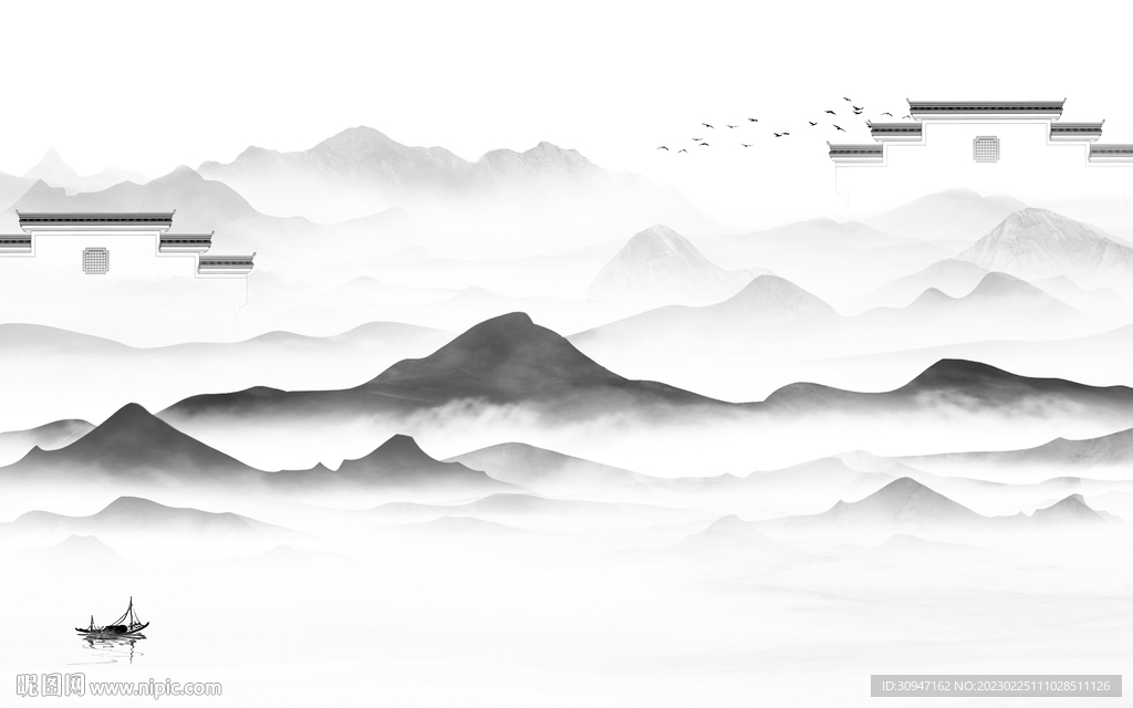 高端 爆款灰色山水 TiF分层