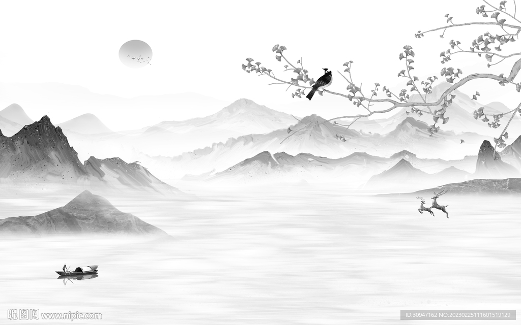 人气 爆款灰色山水 TiF分层