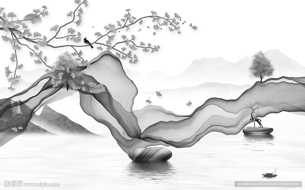 新品 最新灰色山水 TiF分层