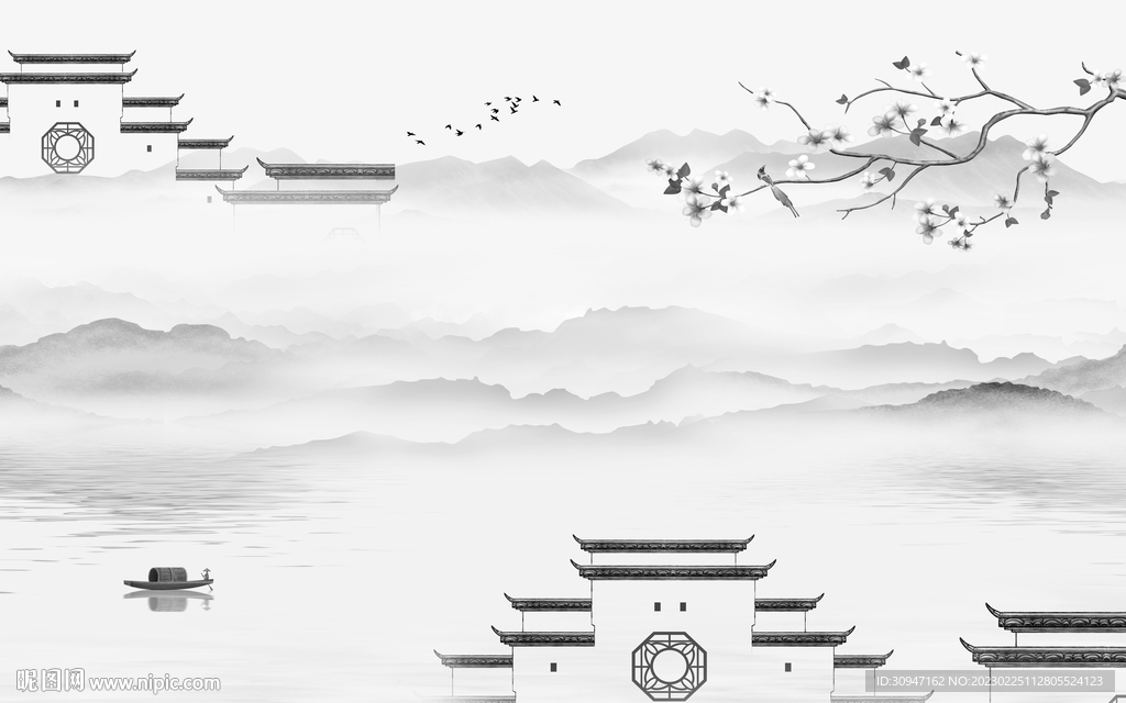 电视 最新灰色山水 TiF分层