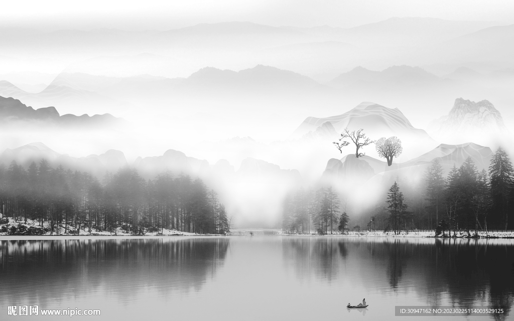 极简 高端灰色山水 TiF分层