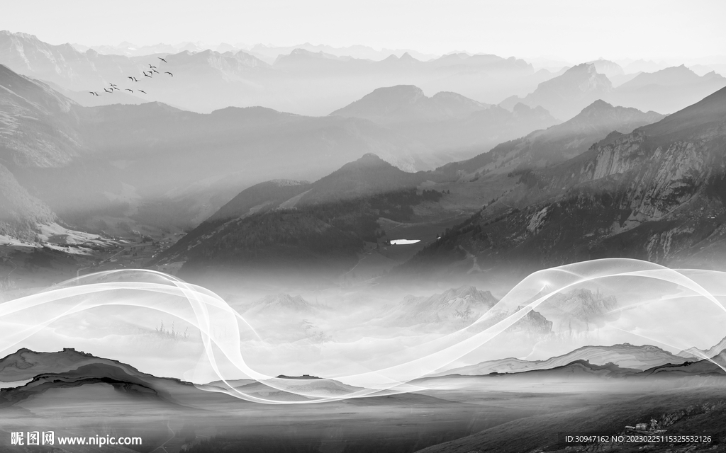 爆款 高端灰色山水 TiF分层