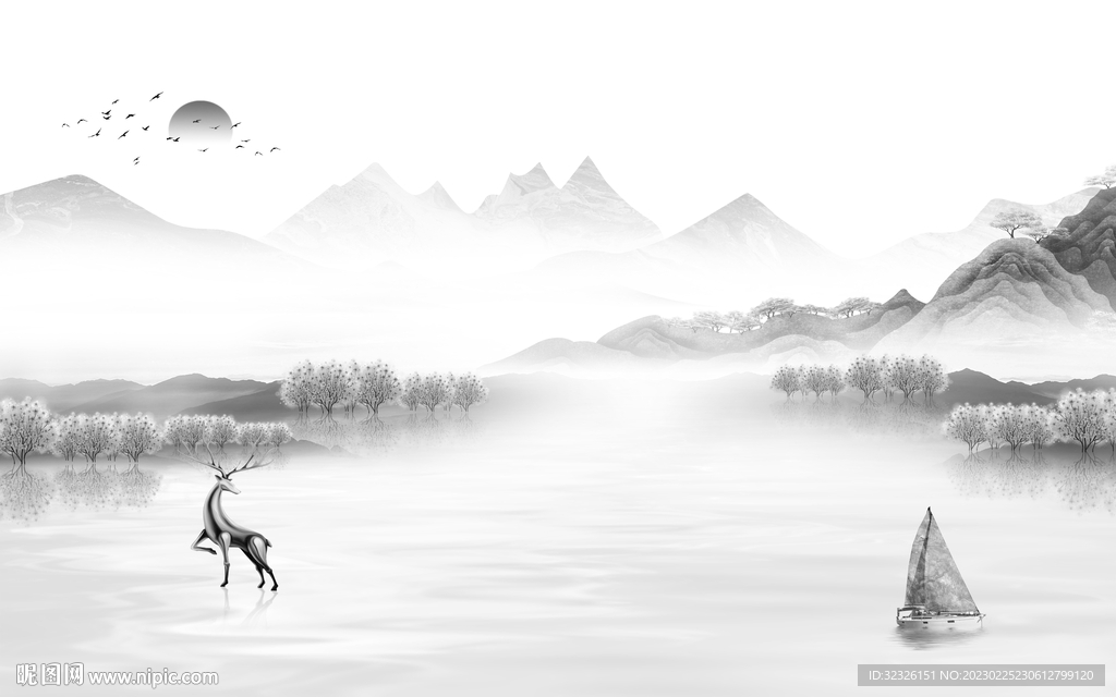 爆款 高端高雅山水 tif分层