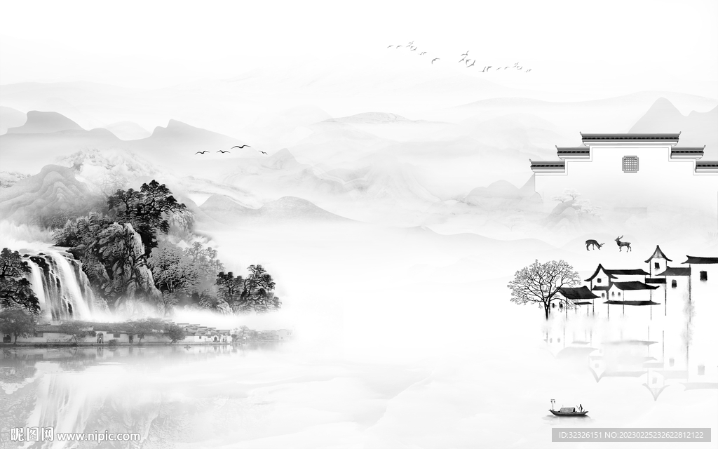 电视 客厅爆款山水 tif分层