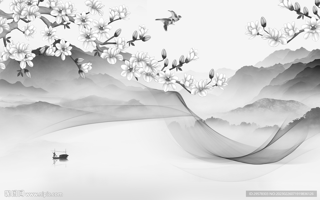 高端 沙发灰色山水 tIf分层