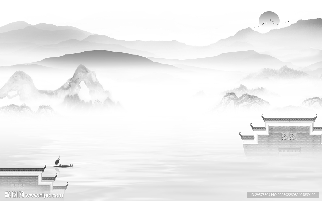 新款 灰色人气山水 tIf分层