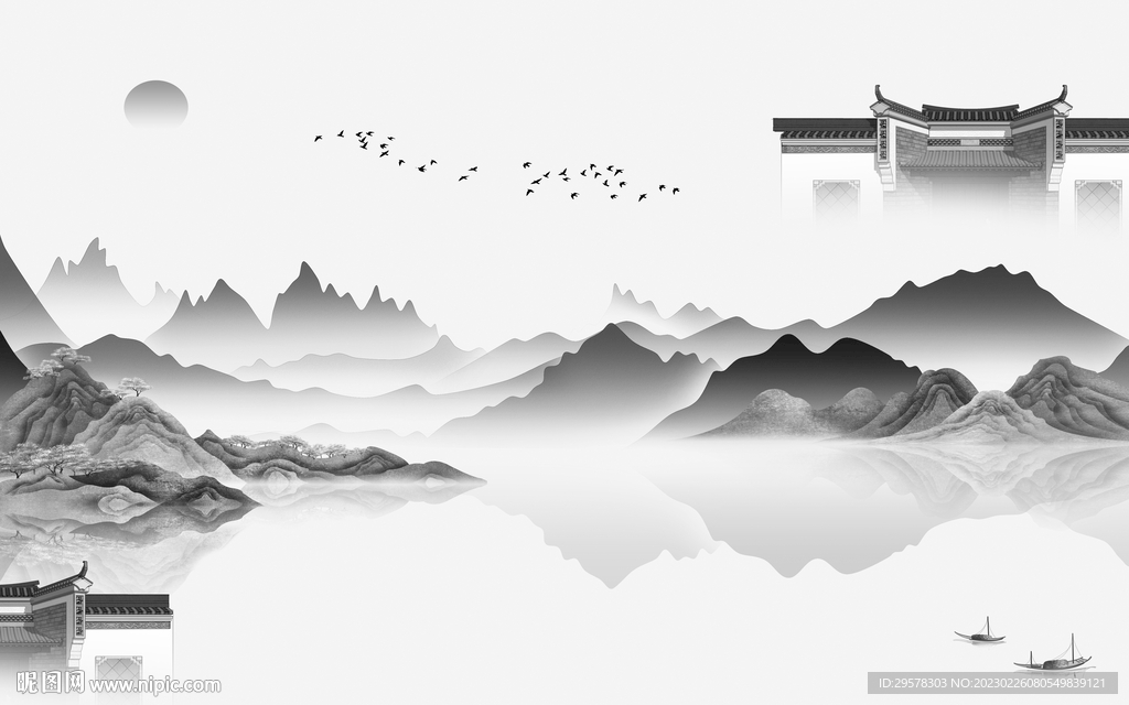 意境 灰色人气山水 tIf分层