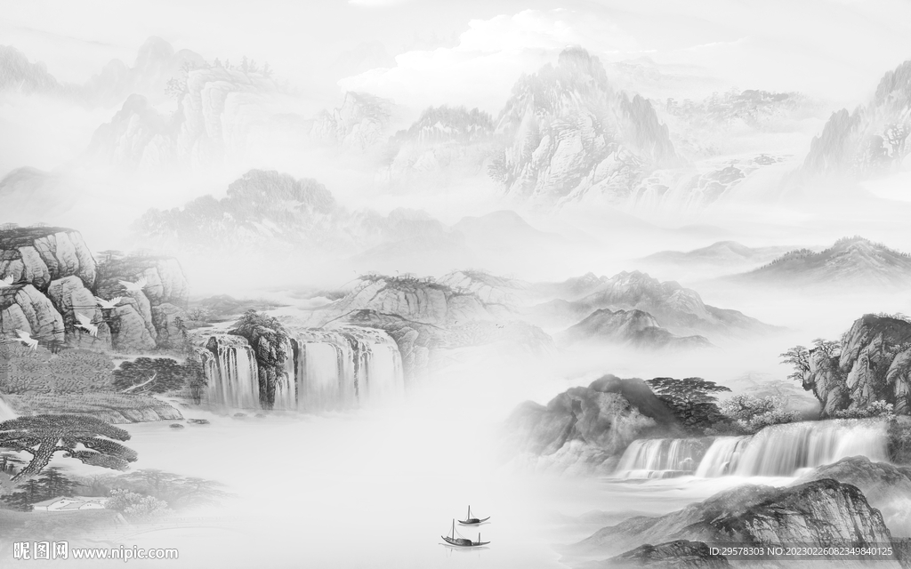 最新 灰色新画山水 tIf分层