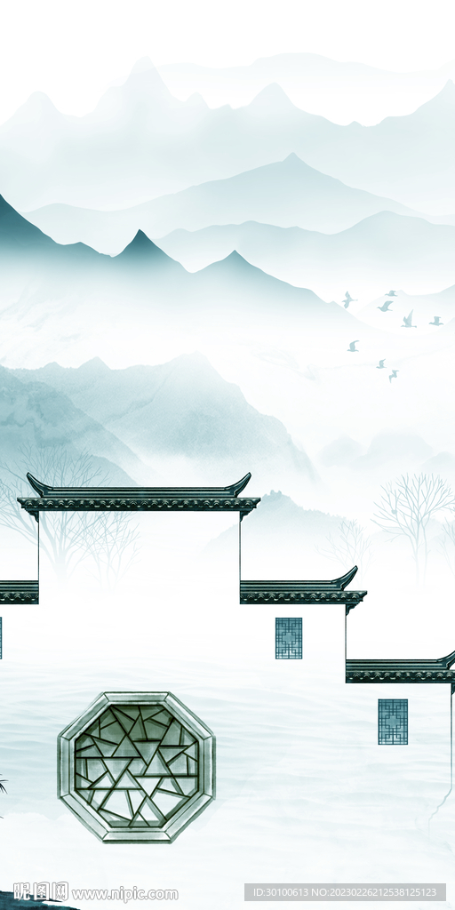 极简 山水中式玄关 TiF分层