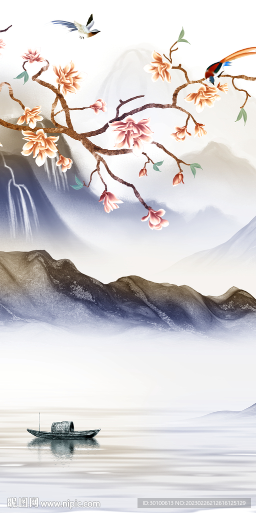 花鸟 山水中式玄关 TiF分层