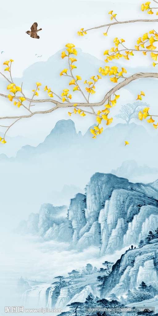 银杏 新无框画玄关 TiF分层