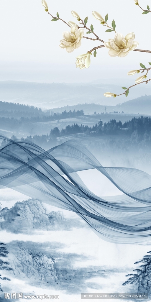 别墅 新中式画玄关 TiF分层