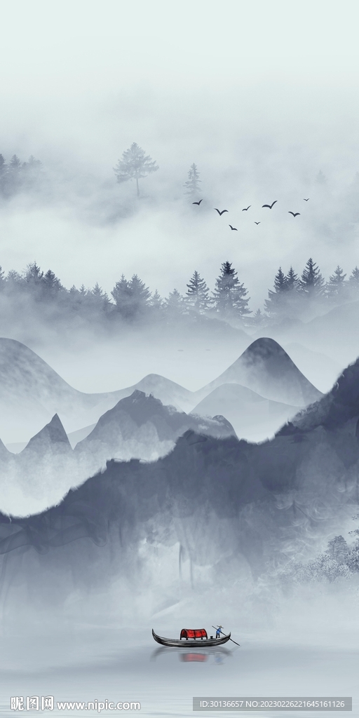 别墅 新山水玄关画 TiF分层