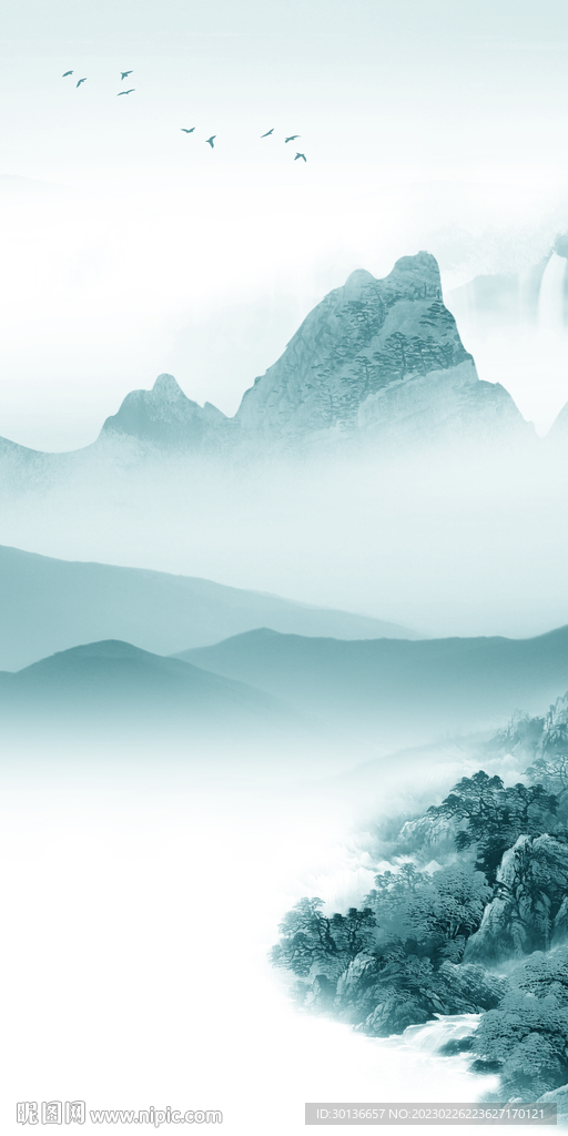 简约 新山水玄关画 TiF分层