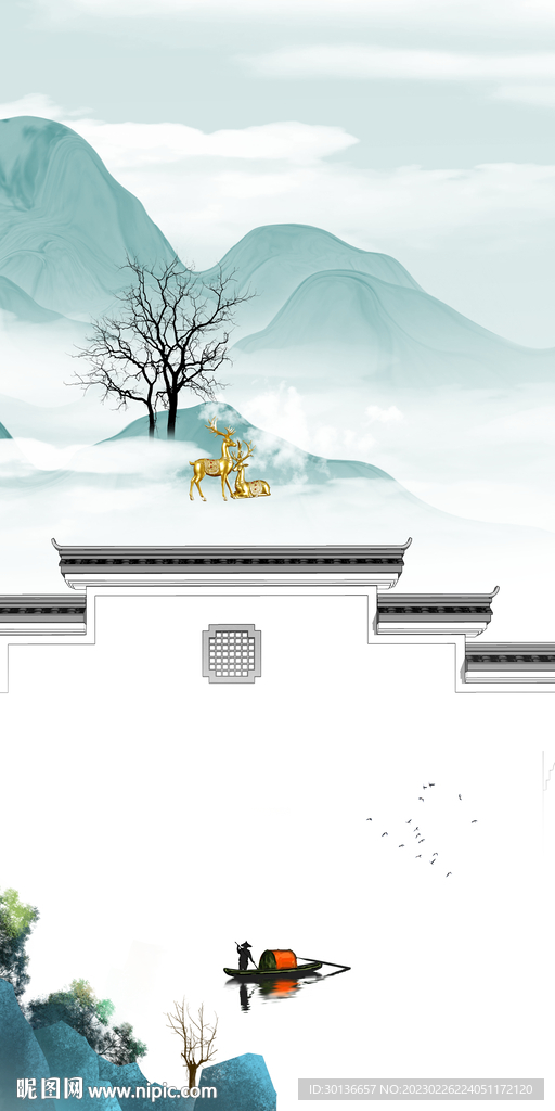 大气 新山水玄关画 TiF分层