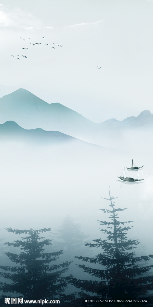 蓝色 简约中式玄关 tiF分层