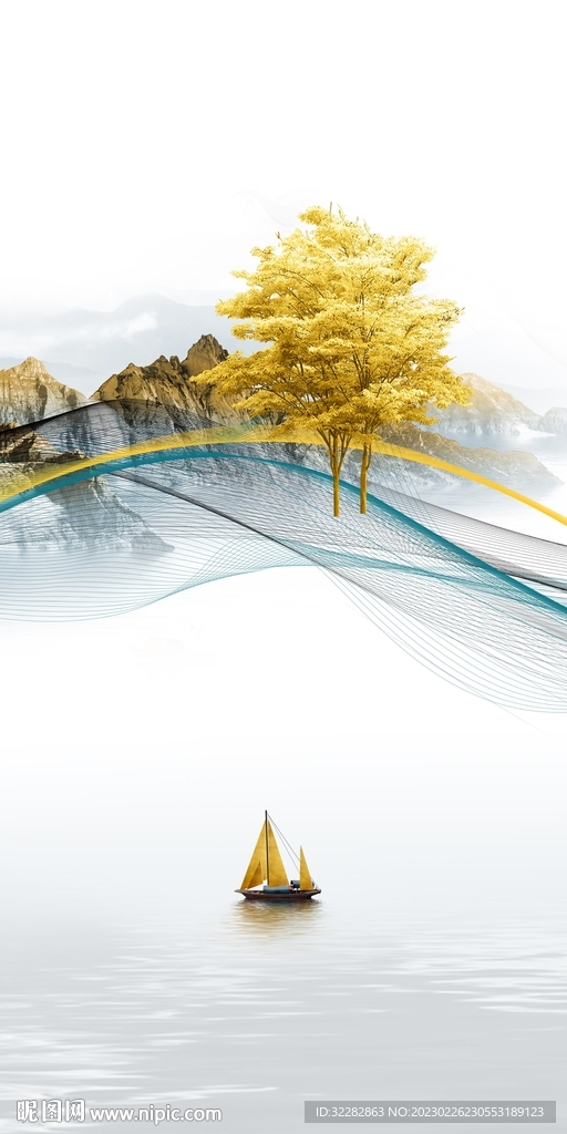 线条 玄关意境山水 TIf分层